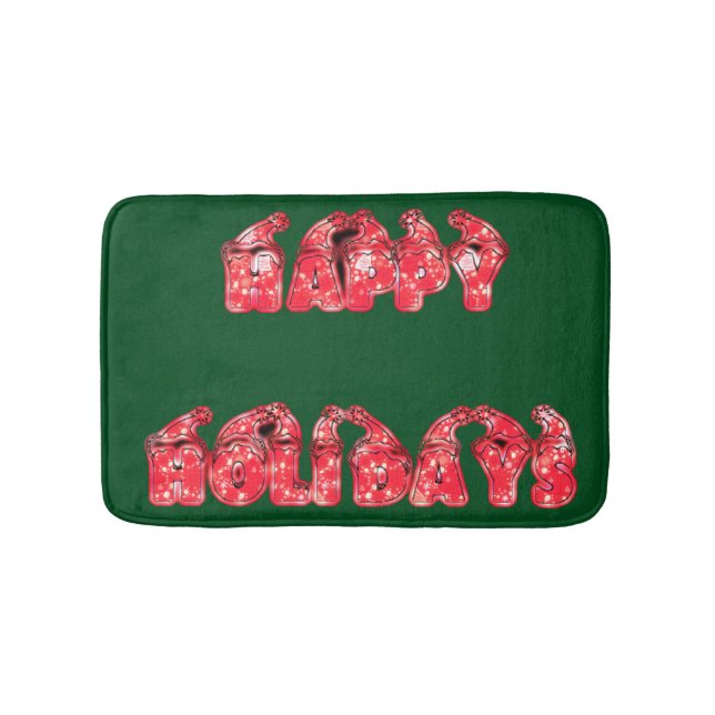 Happy Holidays beautiful Amazing Red Text Graphic Bath Mat (Front)