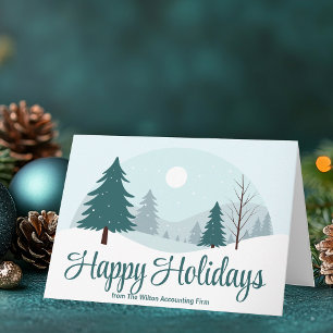 Happy Holidays Beautiful Winter Landscape Company Holiday Card