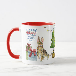 Happy Holidays BENGAL Cat Mum or DAD Christmas Mug