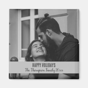 Happy Holidays black and white elegant keepsake Magnet