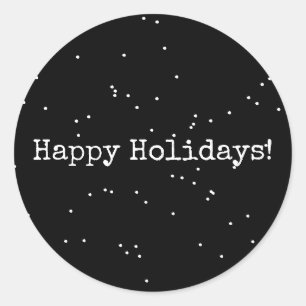 Happy Holidays Black and White Minimalist Classic Round Sticker