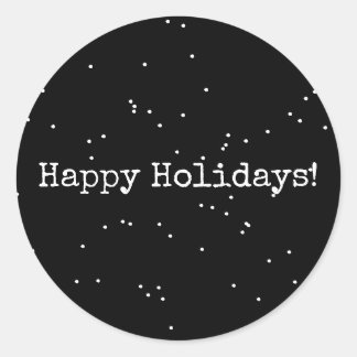 Happy Holidays Black and White Minimalist Classic Round Sticker