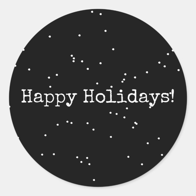 Happy Holidays Black and White Minimalist  Classic Round Sticker (Front)