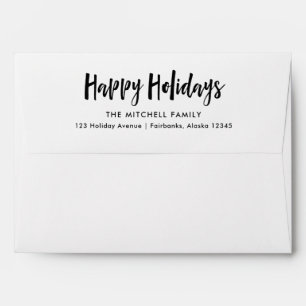 Happy Holidays Black and White Script Envelope