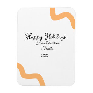 Happy holidays black orange name date year spiral magnet