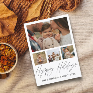 Happy Holidays Black & White Photo Collage Xmas Holiday Card
