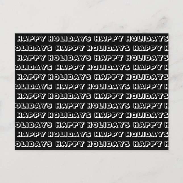 "Happy Holidays" black white Postcard (Front)