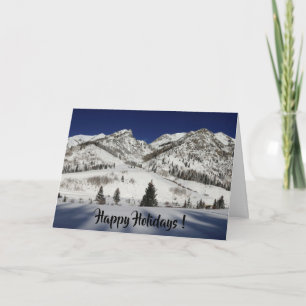 Happy Holidays! Blank with snowy mountain Holiday Card