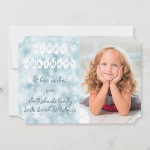 Happy Holidays Blue Bokeh Photo Template Christmas