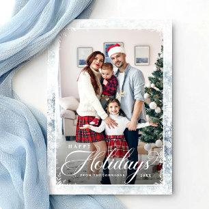Happy Holidays Blue Christmas  Holiday Card
