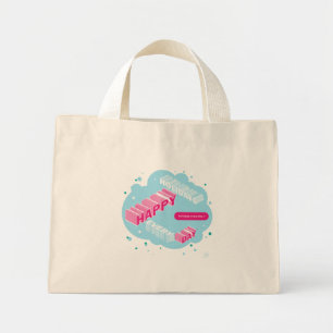 Happy Holidays, Blue & Pink Mini Tote Bag