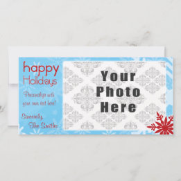 Happy Holidays Blue/Red Snowflake theme Holiday Card