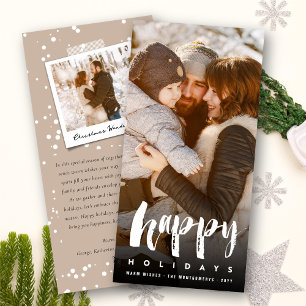 Happy Holidays Bold Brush Script Minimalist Photo Holiday Card