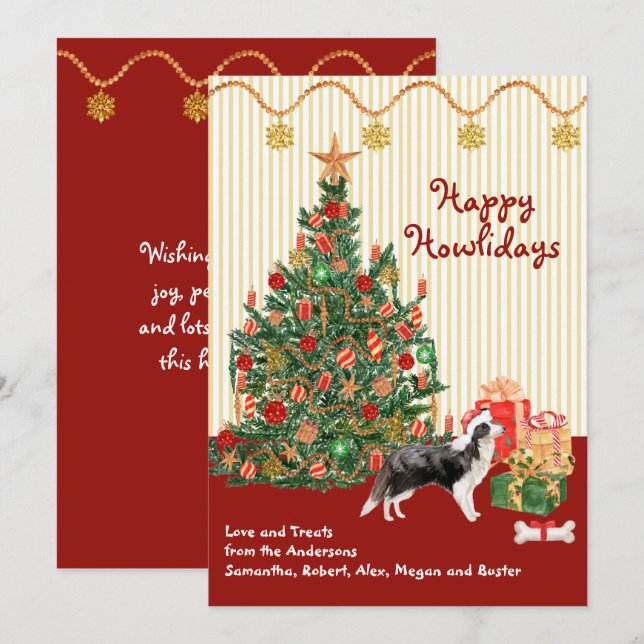 Happy Holidays Border Collie Tree Christmas (Front/Back)