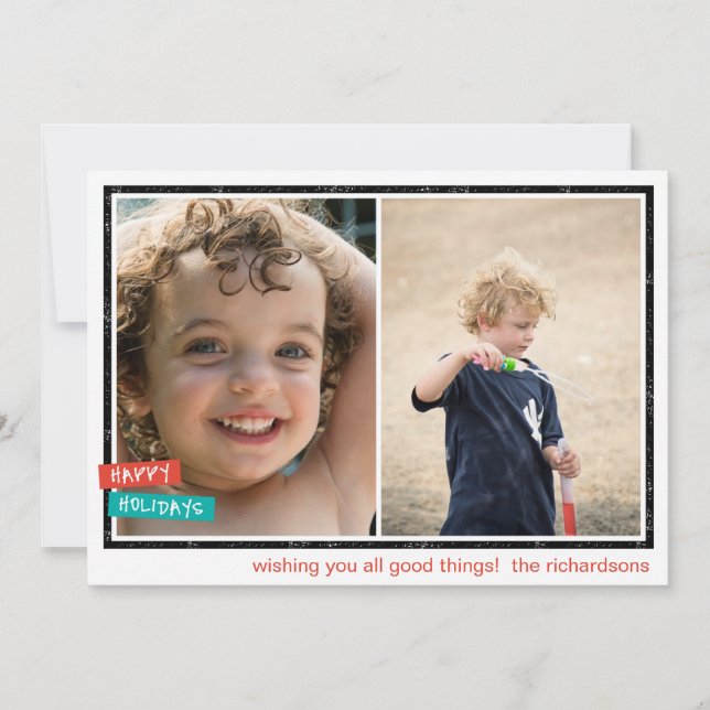 Happy Holidays Border x2 Holiday Card (Front)