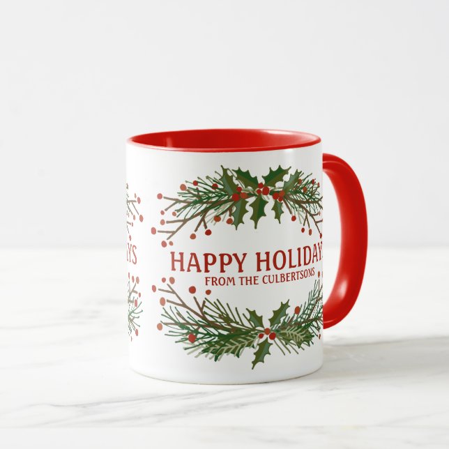 Happy Holidays Botanicals Mug (Front Right)