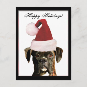Happy Holidays Boxer dog postcard
