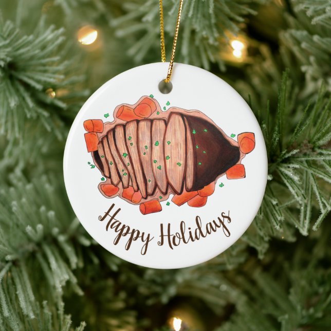 Happy Holidays Braised Beef Brisket Jewish Cuisine Ceramic Tree Decoration (Tree)