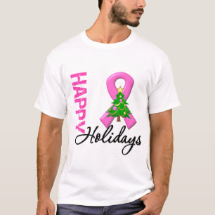 Happy Holidays Breast Cancer Awareness T-Shirt
