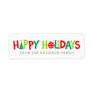 Happy holidays bright colourful illustrated