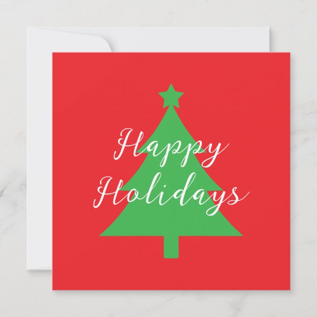 Happy Holidays Bright Red Christmas New Year Holiday Card (Front)