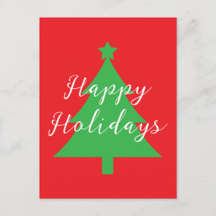 Happy Holidays Bright Red Christmas New Year Holiday Postcard