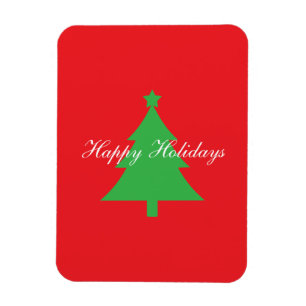 Happy Holidays Bright Red Christmas New Year Magnet