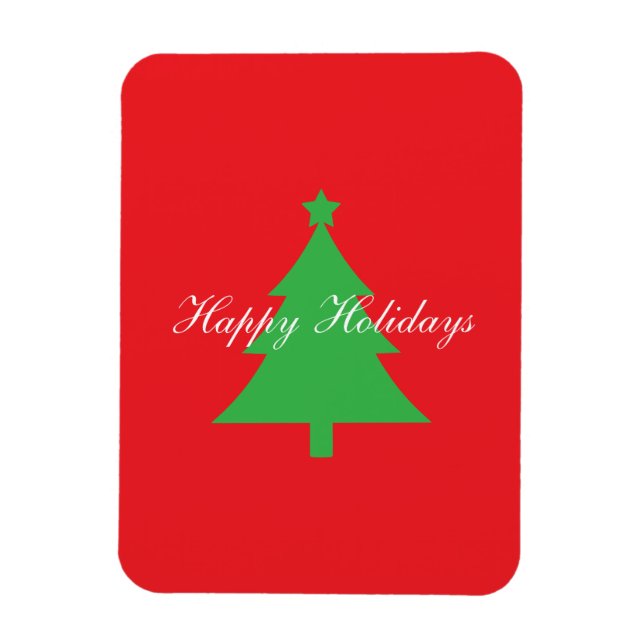 Happy Holidays Bright Red Christmas New Year Magnet (Vertical)