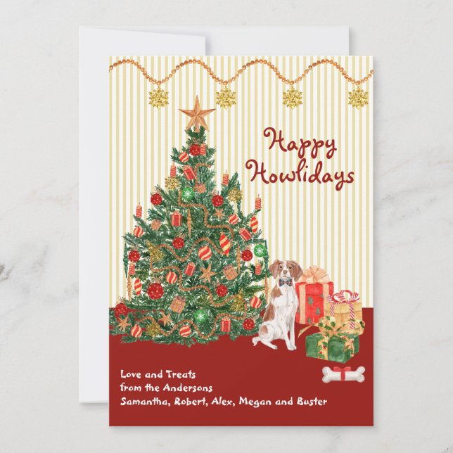 Happy Holidays Brittany SpanielTree Presents (Front)
