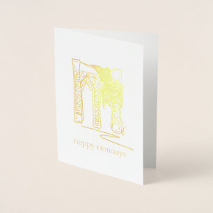 Happy Holidays Brooklyn Bridge Christmas Hanukkah Foil Card
