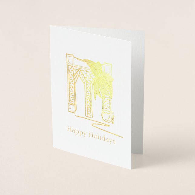 Happy Holidays Brooklyn Bridge Christmas Hanukkah Foil Card (Front)
