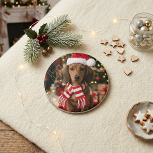 Happy Holidays Brown Dachshund Festive Puppy  Magnet