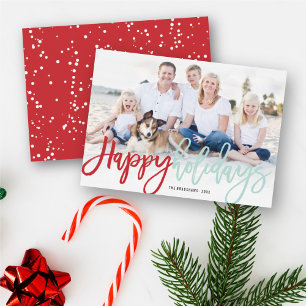 Happy Holidays Brush Calligraphy Modern Photo Holiday Card