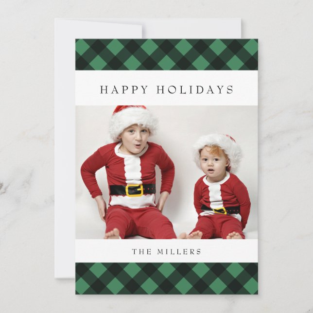 Happy Holidays Buffalo Plaid Card for Christmas (Front)