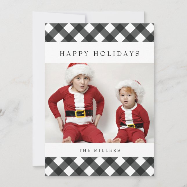 Happy Holidays Buffalo Plaid Card for Christmas (Front)