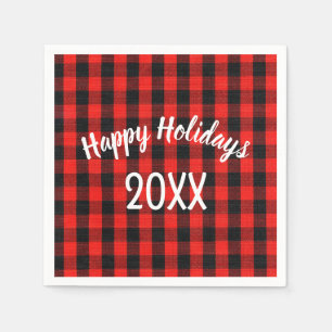 Happy Holidays Buffalo Plaid Napkin