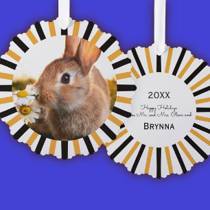 Happy Holidays Bunny Rabbit Tree Decoration Card