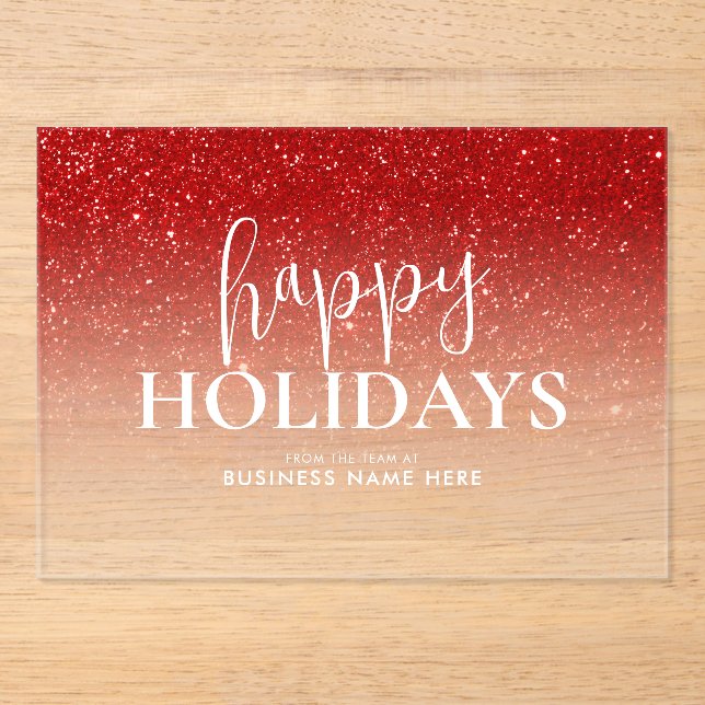 Happy Holidays Business Acrylic Holiday Card Acrylic Invitations (Front)