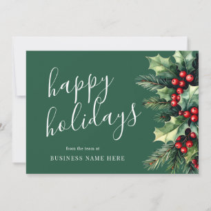 Happy Holidays Business Christmas Greenery Holiday Card