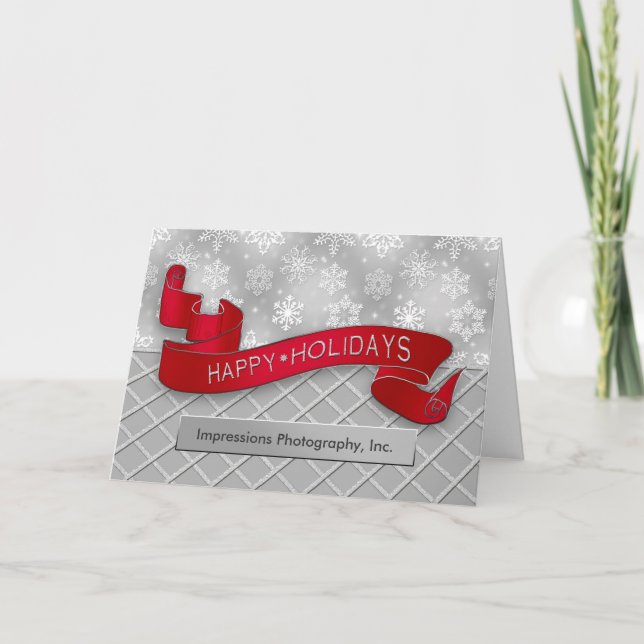 HAPPY HOLIDAYS (Business/Commercial Christma) Snow Holiday Card (Front)