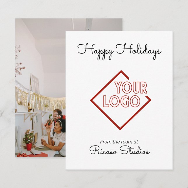 Happy Holidays Business Corporation Logo Card (Front/Back)