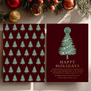 Happy Holidays Business Logo Christmas Tree Gold Foil Holiday Card