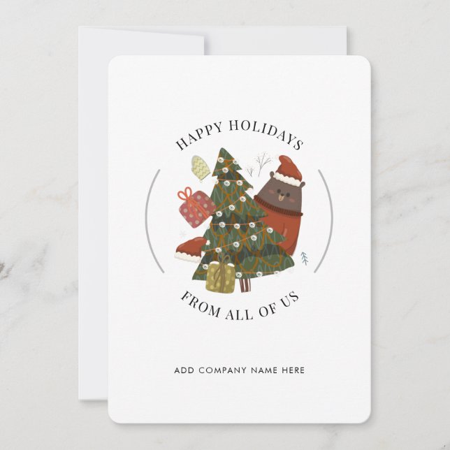 Happy Holidays Business Logo Corporate Christmas  Holiday Card (Front)