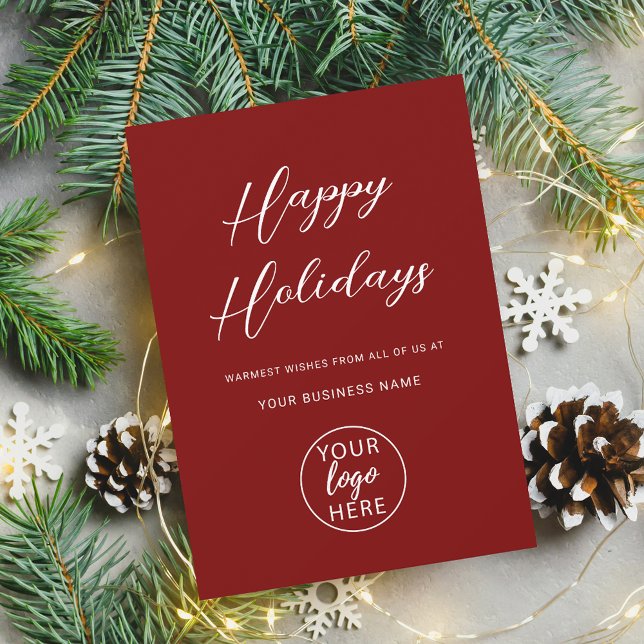Happy Holidays Business Logo Elegant Holiday Card (Happy Holidays Business Logo Holiday Card)