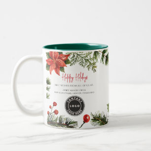 Happy Holidays Business Logo Employees Christmas Two-Tone Coffee Mug