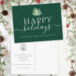 Happy Holidays Business Logo Modern Fir Trees Holiday Postcard