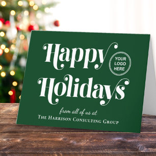 Happy Holidays Business Logo QR Code Christmas Holiday Card