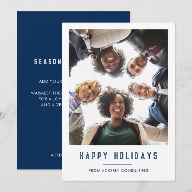 Happy Holidays Business Team Photo Christmas Holiday Card (Front/Back)