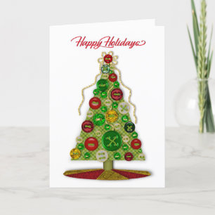 Happy Holidays,  Buttons Tree,  All of Us, Craft Card