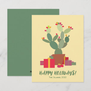 happy holidays cactus christmas holiday card